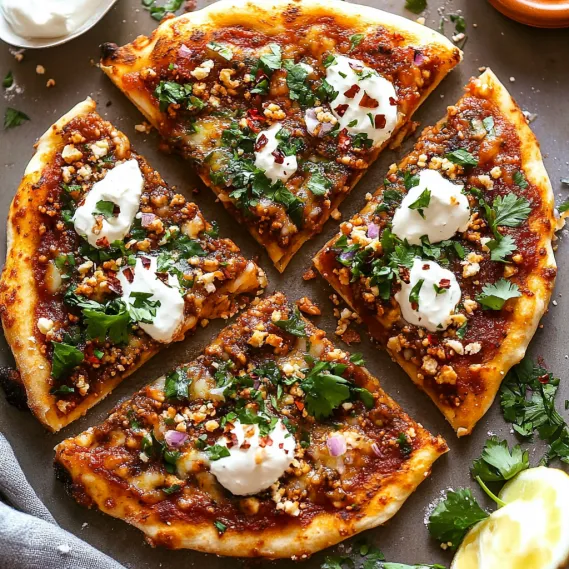 A pizza with white cheese and green vegetables.