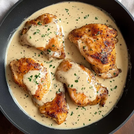 Chicken with sauce in a bowl.