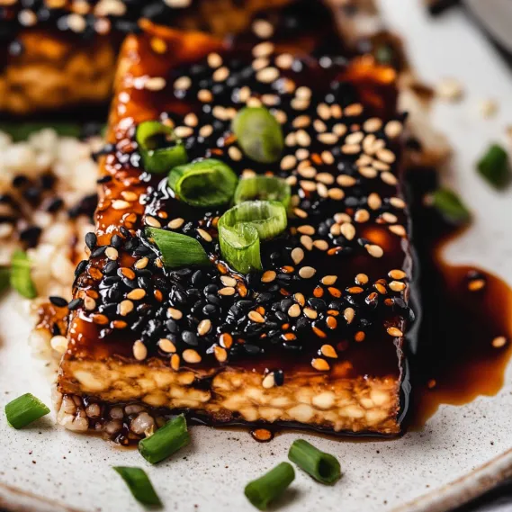 A piece of food with sesame seeds on top.