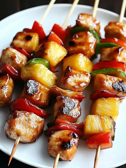 A plate of food with a stick in it.