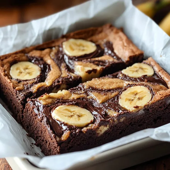 A slice of chocolate cake with bananas.