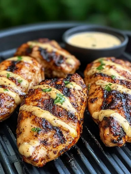 Chicken wings with sauce on a grill.