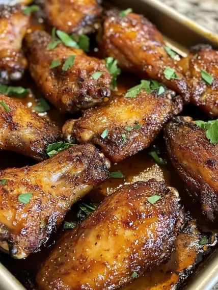 A plate of cooked chicken wings.
