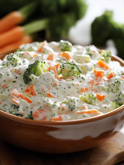 A bowl of food with broccoli and carrots.