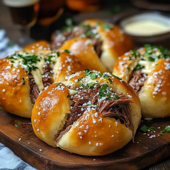 A plate of meatballs with cheese and herbs.