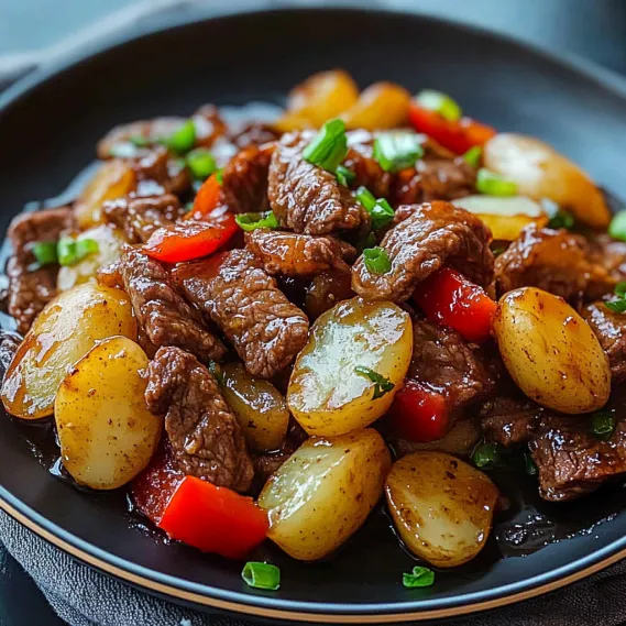 A plate of meat and vegetables.