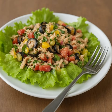 A plate of food with a fork on it.