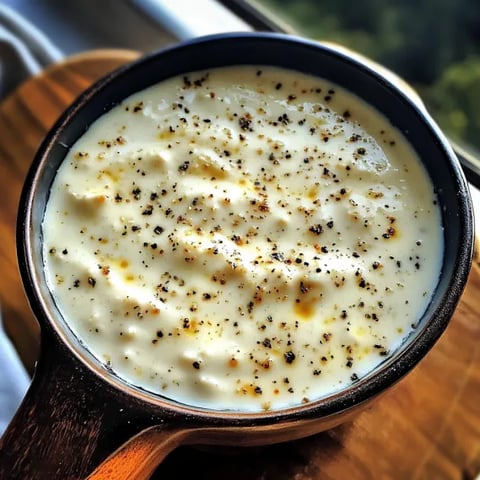 A bowl of soup with black specks.